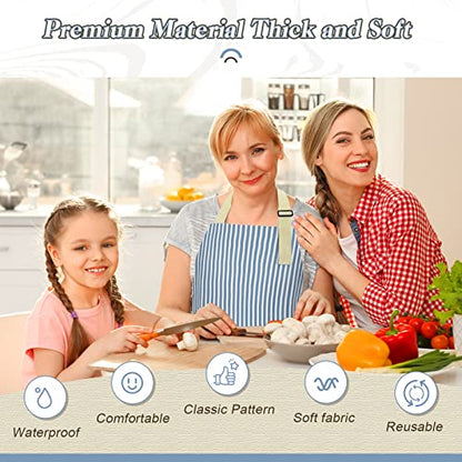 ATROPOS 2 Pack Aprons for Women with Pockets, Waterproof Cooking Aprons for Women, Adjustable Bib Apron Chef Aprons Painting Apron for Kitchen,Cooking,Baking,BBQ,Cleaning,Painting - color: Red /Blue Stripes