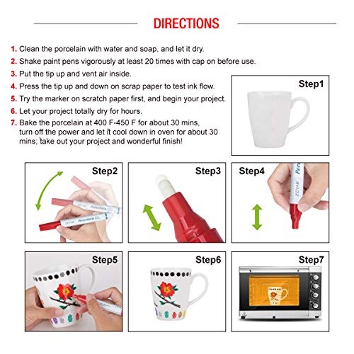 ZEYAR Acrylic Paint Pens for Porcelain, Professional Ceramic painting, 12 colors Water-based, Medium Point, Water and Fade Resistant, DIY on Mugs and other Ceramics for Permanent Collection