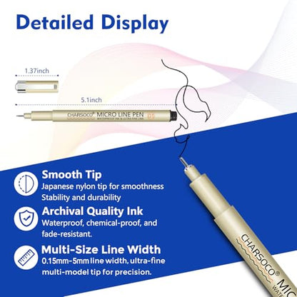 005 Micro Pen, 6 Pack Black Fine Point Pen with Waterproof Archival Ink, 0.23mm Fineliner Ink Pens for Artist Illustration, Sketching, Anime, Manga, Technical Drawing and Scrapbooking - color: Black, style: 【005】