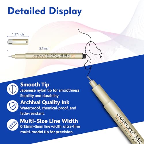 Black Micro Pens, 6 Sizes of Fine (003), Waterproof Archival Ink, Fine Point Pen for Artist Illustration, Sketching, Anime, Manga and Technical Drawing - color: 6 Pack (003\005\01\02\03\05)