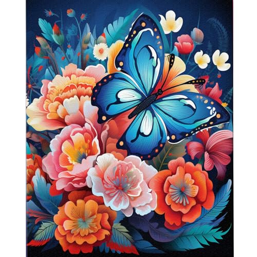 TOCARE Butterfly Paint by Numbers Kit for Adults Beginners, Flowers Paint by Number Butterfly, Adults’ Paint-by-Number Kits on Canvas 16x20inch - color: Butterfly Floral