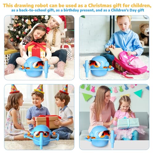 Drawing Robot for Kids,Doodle Bot Machine with 100 Cards,Montessori Painting Learning Toys,Self Voice Interactive Educational Drawing Robots Valentines Day Gifts for Boys Girls 3 4 5 6 7 8 9