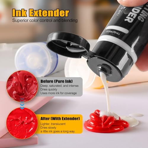 Bobblebro Linoleum Blocks for Printmaking, Stamp Making Carving Linocut Kit for Kids DIY Gift, Rubber Stamp Carving Screen Printing Kit with 4 Colors Block Printing Ink, Rubber Block, Linocut Tools