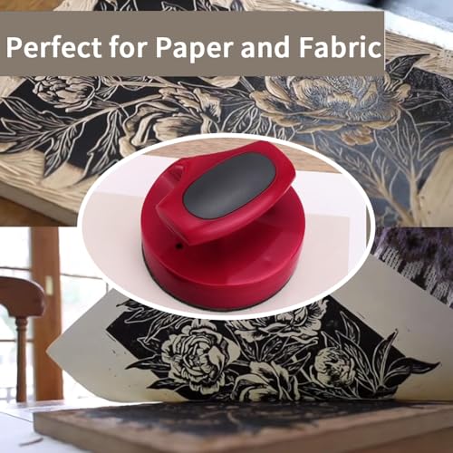 Block Printing Baren and Wet Felting Tool, Thicker Block Printing Baren Tools Printing Wood Block for Scrapbooking Crafting Embossing Tool - color: Red Color