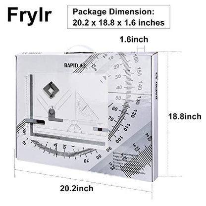 Frylr Metric A3 Drawing Board Drafting Table Multifunctional Drawing Board Table with Clear Rule Parallel Motion and Angle Adjustable Measuring System - size: Metric