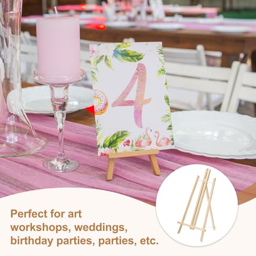 MECCANIXITY Mini Wood Display Easels, 19.3"x10.6"A-Frame Painting Tabletop Easels Holder Stand for Artists Beginners Displaying Small Canvases Art Photos Business Cards(Pack of 3, Wood Color) - size: 19.3"x10.6"
