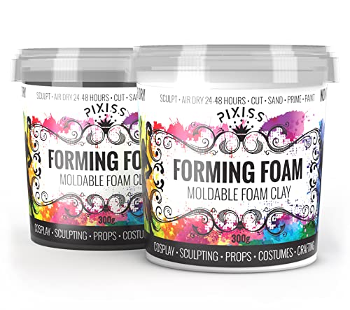 Cosplay Foam Sculpting Clay Set (White 300g and Black300g) - Pixiss Modeling Foam Clay Air Dry, 300 Grams Air Drying Clay for Sculpting - Air Dry Clay for Foam Clay Cosplay - color: Black & White, size: 300g
