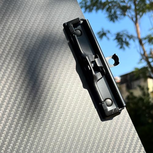 9.4"W x 12.6"L x 0.06"T Hard Lightweight Portable Carbon Fiber Clipboard with 2 Strong Black Low Profile Clips, Hook & Pen Holder, Letter/A4 Size Drawing Board, Waterproof & Sun Resistant, 3K Twill - color: Black Clip, size: 9.4*12.6*0.06inch+2Clips