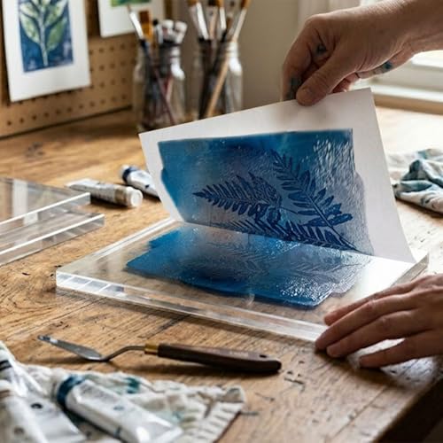 8 Pack Gel Printing Plates for Printmaking, 8x10 Inch Large Reusable Monoprinting Plate, 1cm Extra Thick Gel Plate for Arts and Crafts, Mixed Media, Acrylic Paint, Block Printing Supplies