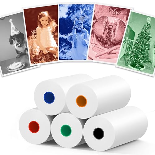 5 Rolls MIARALA 5 Vibrant Single-Color Kids Camera Paper Roll Refill, HD Paper for Most Kids Instant Cameras, BPS/BPA-Free - size: 5 Rolls-5Color