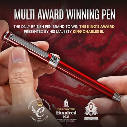 Scriveiner Deep Crimson Ballpoint Pen - Stunning Red Lacquer Luxury Pen, Chrome Finish, Schmidt Black Refill, Best Ball Pen Gift Set for Men & Women, Professional Executive Office, Nice Designer Pen - color: 6. Crimson Red with Chrome