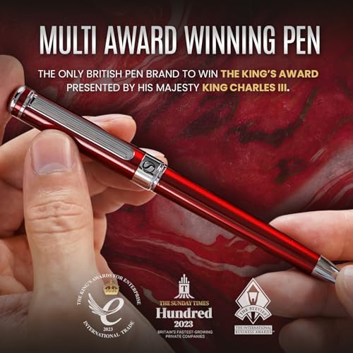 Scriveiner Personalized Deep Crimson Red Ballpoint Pen - Stunning Red Lacquer Luxury Pen with Chrome Finish, Schmidt Ink Refill, Engraved Ball Point Gift Set for Men & Women, Custom Engraving - color: 9. Crimson Red with Chrome (Personalized)