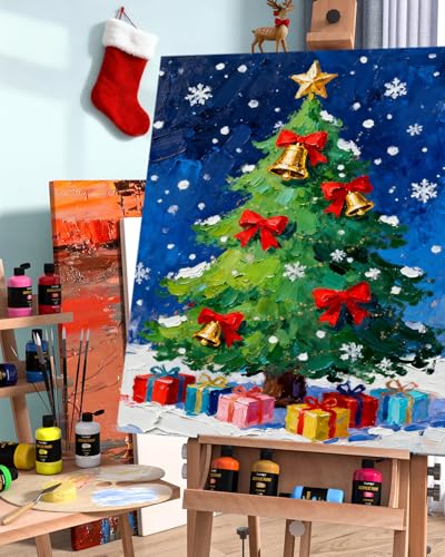 JusArt 24 Colors Acrylic Paint Set, Including Gold and Silver, 8.45oz(250ml) Large Bottles Adult Artist Paints for Canvas, Crafts, Mural, Rocks, Clay, Fabric, Wood - color: 24 color (8.45oz)