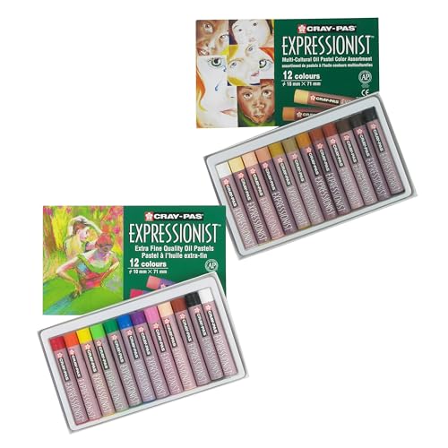 SAKURA Cray-Pas Expressionist Oil Pastel Set - Soft Oil Pastels for Artists - 12 Colors