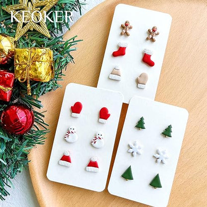 KEOKER Christmas Polymer Clay Cutters - 10 Shapes, Christmas Tree Cutters for Polymer Clay Earrings - color: studs clay cutters