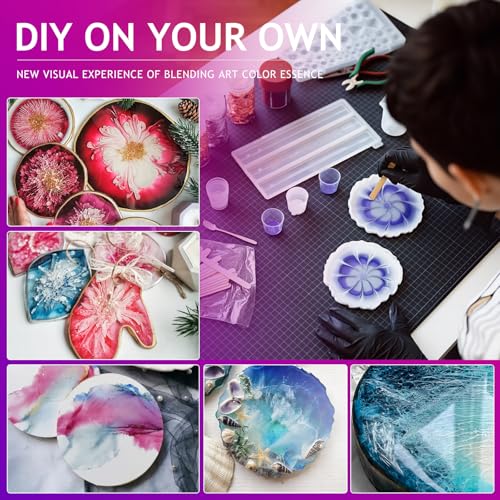 Geila Alcohol Ink Set 24 Colors – High Concentration Alcohol Inks for Resin, Vibrant Epoxy Resin Dye for Petri Dish, Coaster, Tumbler Cup, Art Painting (Each 0.35oz)