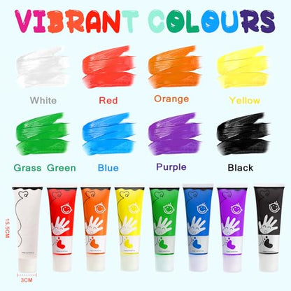 Washable Finger Paint for Toddlers with Sponge Head, Safe Non-Toxic 8 Colors Large Capacity (2.54fl Oz), Baby Safe Paint Art Supplies Preschool Learning, Easter Gift for Kid Ages 1+ - style: 2.54 Fl Oz (Pack of 8) with Sponge Head