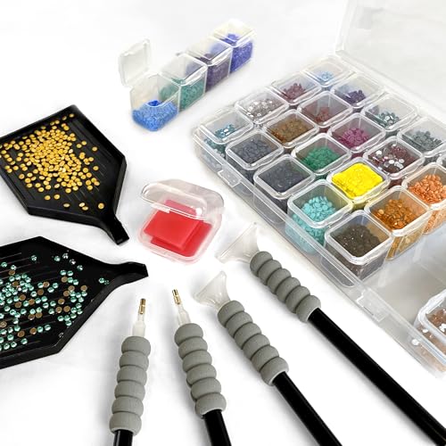 ArtSkills Diamond Painting Kit, Diamond Art on Framed Canvas with Gem Storage Case and Accessory Kit, Waterfall, 3 Stretched Canvas Panels, 14” x 7” Each - color: Waterfall