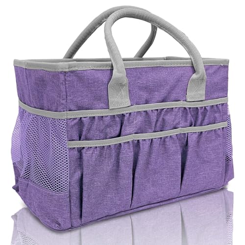 Cupohus Craft Organizer Tote Bag – Foldable Large Capacity Supply Storage Bag – Use as Baby Diaper Organizer, Craft Supply Holder, Car Trunk Basket, or Breast Pump Storage - color: Purple