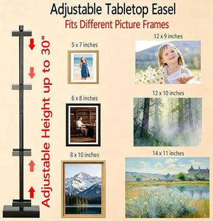 Adjustable Tabletop Easel Stand for display up to 30" H, Black Metal easel stand for Signs & picture frames,artworks,suitable for Home Decor,Studio,restaurant and Exhibition art easels