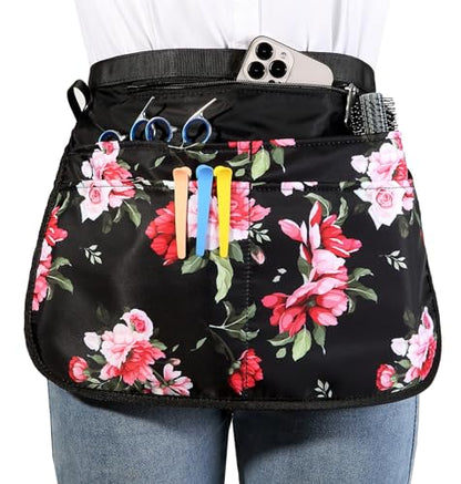 Barber Apron with 5 Pockets, Waterproof and Bleach-proof Hair Stylist Apron for Men and Women - color: Peony