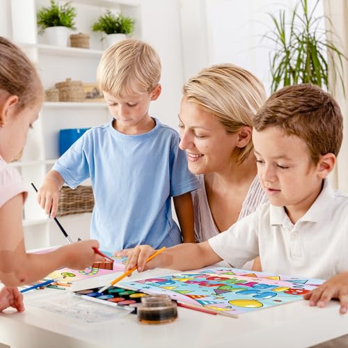 Anseal 12 Packs Birthday Pre Drawn Canvas to Paint, 5" X 7" Pre Printed Canvas for Kids, Pre Stretched Canvas Outline Painting Boards for Beginners, Students, Party Favor - color: birthday