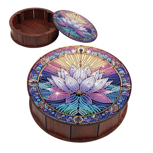 DIY Diamond Painting Fruit Bowl Storage Box, Lotus Water Diamond Decorated Tray Handicraft Set, for Desktop Item Storage, Multifunctional Creative Craft Gift - color: Lotus