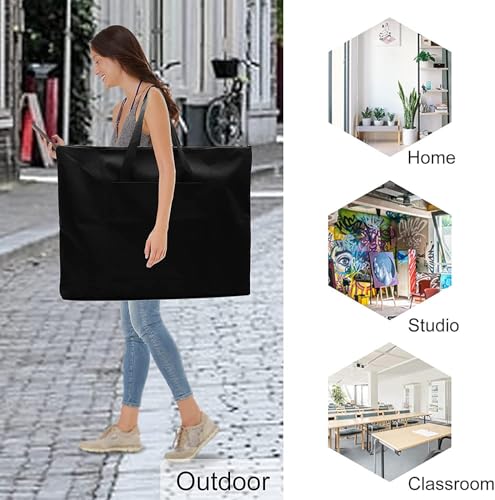 A2 Artist Portfolio Bag Large Waterproof Portfolio Case Portable Drawing Painting Board Bag Foldable Sketching Artwork Tote Bag 4K 8K Sketchpad Canvas Handbag Poster Art Supplies Storage Folder