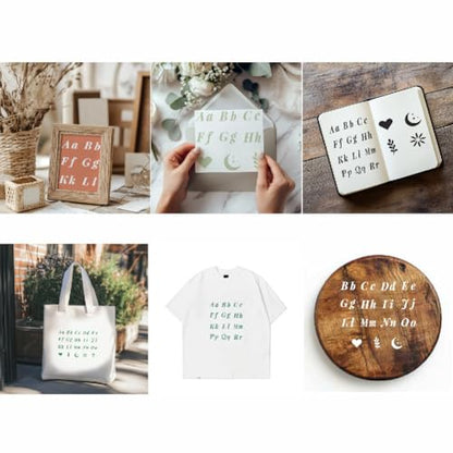 2 Pcs Alphabet Silkscreen Stencil, Reusable Self-Adhesive Silk Screen Printing Symbol and Number Craft Template for Painting on Wood or Fabric DIY T-Shirt, 8.7x11 Inch - style: Alphabet
