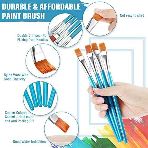 Zonon 30 Pieces Paint Brushes Bulk Small Flat Top Acrylic Oil Paint Brush for Artists Mini Touch up Crafts Detail Painting(1/2 Inch,Blue) - color: Blue, size: 1/2 Inch