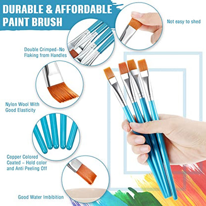 Zonon 30 Pieces Paint Brushes Bulk Small Flat Top Acrylic Oil Paint Brush for Artists Mini Touch up Crafts Detail Painting(1/2 Inch,Blue) - color: Blue, size: 1/2 Inch