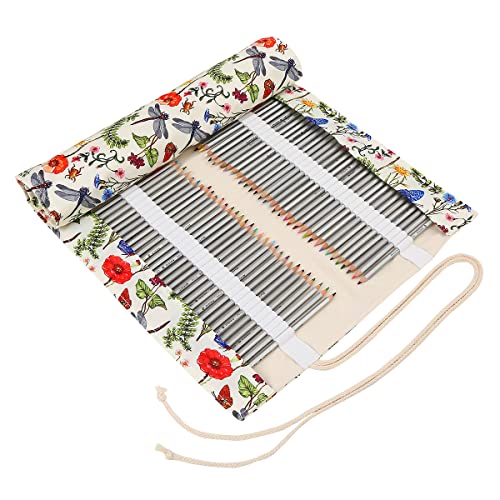 168 Slot Pencil Roll Wrap Up Pencil Pouches Holder，Travel Drawing Coloring Pencil Roll Organizer for Watercolor Pens or Markers, Pencil Case Organizer for Artist - color: White