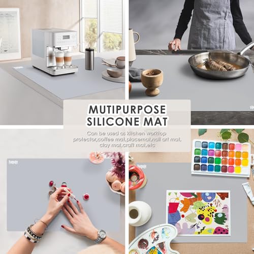 31.5" x 23.6" Extra Large Silicone Mat for Resin Casting, Crafts and Epoxy, Nonstick Silicone Sheet for Jewelry Casting Molds, Countertop Protector Mat Heat Resistant Placemats by Foepoge, Gray - color: Gray