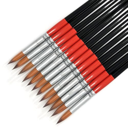 Size #10 Pointed Round Paint Brush, Pack of 12, Premium Quality Synthetic Hair for Acrylic Watercolor Oil Gouache Painting by Students, Professionals and Artists - size: Size #10 Pointed Round (12 PCS)
