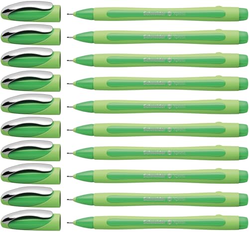 Schneider Xpress Premium Fineliner, 0.8 mm Porous Point, Light Green Barrel, Green Ink, Box of 10 Pens (190004) - color: Green