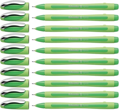Schneider Xpress Premium Fineliner, 0.8 mm Porous Point, Light Green Barrel, Green Ink, Box of 10 Pens (190004) - color: Green
