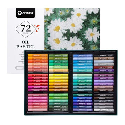 Artecho Oil Pastels Set of 72 Colors (10 x 70 mm) | Soft Oil Pastels, For Art Painting, Drawing, Blending, For Artists, Beginners, Teachers - style: 72 Basic Colors