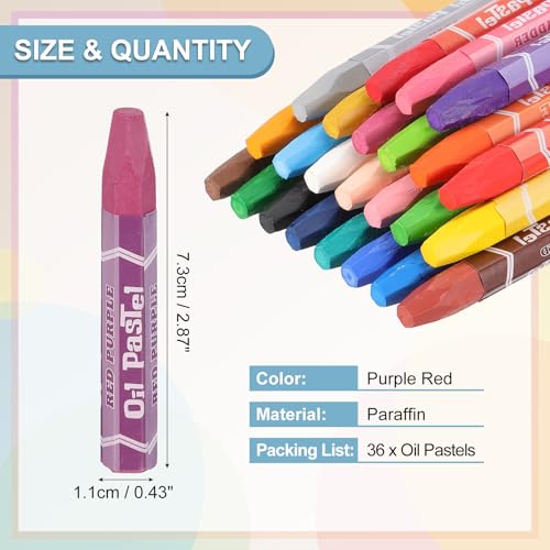 PATIKIL Purple Red Oil Pastels, 36Pcs Soft Oil Crayons Pastels Stick Vibrant and Creamy Art Supplies Bulk for Artists Beginners Art Painting Drawing Blending Graffiti Gallery - color: Purple Red