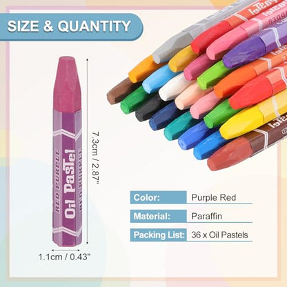 PATIKIL Purple Red Oil Pastels, 36Pcs Soft Oil Crayons Pastels Stick Vibrant and Creamy Art Supplies Bulk for Artists Beginners Art Painting Drawing Blending Graffiti Gallery - color: Purple Red