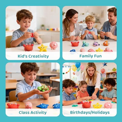 Both idea Air Dry Clay Kit, Ocean Theme | 12 Packs, Non-Toxic Kids Gift | School & Party: Perfect for classroom art activities, birthday party favors, creative family DIY, and holiday celebrations. - style: Ocean Adventure