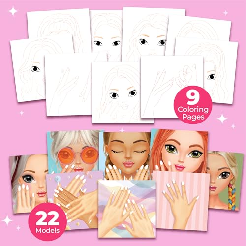 BSCOOL Nails & Makeup Sticker and Coloring Book for Girls Ages 4+ – 2 Pack – 240+ Removable Stickers – Nail Design & Makeup Activity Book – Creative Birthday Gift for Kids - color: 2 PCS Nails and Make Up