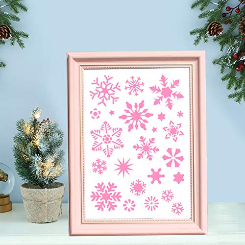 Jmkcoz Christmas Snowflake Stencil Template, Reusable Plastic Craft Drawing Painting Stencil Journal Template for Window Glass Wall Door Card Scrapbook Notebook Holiday Xmas Snow Flake Art DIY Project
