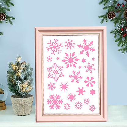 Jmkcoz Christmas Snowflake Stencil Template, Reusable Plastic Craft Drawing Painting Stencil Journal Template for Window Glass Wall Door Card Scrapbook Notebook Holiday Xmas Snow Flake Art DIY Project