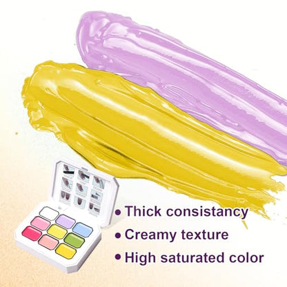9 Colors Pat Painting Nail Gel,Hema＆TPO Free,6-in-1 Gradient Ombre Paint Nails Gel Palette for Blooming,Nail Color Gel,Liner Gel,French Nail,with Chrome Powder,No Wipe,DIY Nail Art(J) - color: Fairy Spring