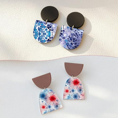 20 Pcs Transfer Paper for Polymer Clay, 4 Designs Textures, Flags, Leopard, Blooming Pattern Water Soluble Polymer Clay Transfer Sheets Paper for DIY Jewelry Earrings Making Stickers 5.82"X3.93" - color: 4 Pattern Sets