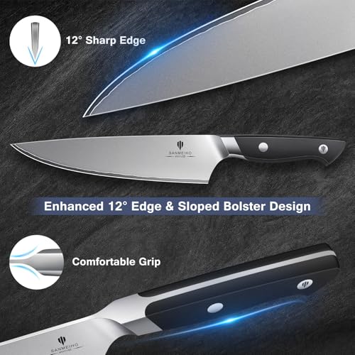 10 PCS Knife Set with Knife Sheath, Japanese Kitchen Knife Set with 5 Layers High Carbon 9Cr18Mov Stainless Steel, Sharp Professional Chef Cooking Knife with Ergonomic Handle, Dishwasher Safe - color: 10PCS Knife Set