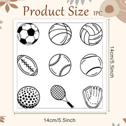 CHGCRAFT Ball Sports Tennis Polymer Clay Texture Sheets Football Pattern Silicone Texture Stamp Volleyball Clay Texture Mat Modeling Pattern Pad Sheets for Jewelry and Earrings Tools, 5.5x5.5 inch - style: Ball Sports