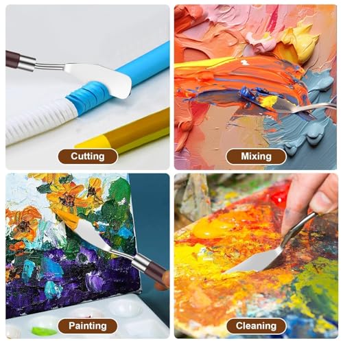 EEEKit 23 PCS Palette Knife Set, Stainless Steel Spatula Pallet Knife with Synthetic Brushes for Acrylic, Art Paint Scrapers for Oil Canvas, Watercolor Painting