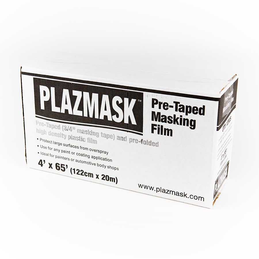 Pre-Taped Masking Film (4-Feet X 65-Feet, 12-Pack) - size: 4-Feet X 65-Feet, style: 12-Pack