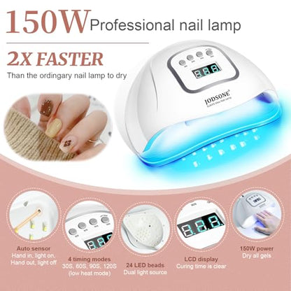 JODSONE Gel Nail Polish Kit with U V Light 32 Color Soak Off Base&Top Glitter Coat Gel Polish for DIY Manicure Lovers - color: 32KIT-Color 7